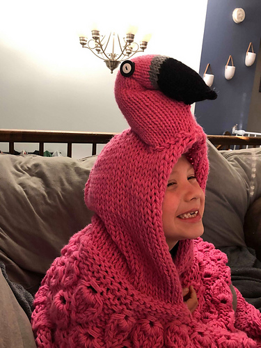 Genser med hette Flamingo - Krystle's Krazy Knits