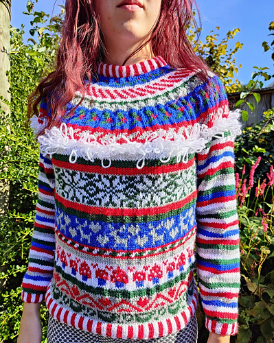 Snøfnugg-glede Genser (Stygge julestrikk) - byLacyKnitterStudio