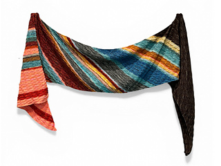 Lost River is an asymmetrical shawl with an abundance of texture.  There's no wrong way to choose colors for this shawl!