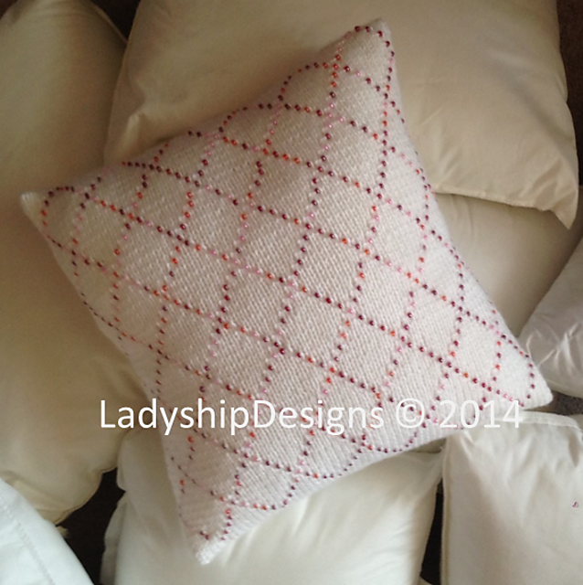 Ravelry Beaded Diamonds Pillow Cover pattern by LadyshipDesigns