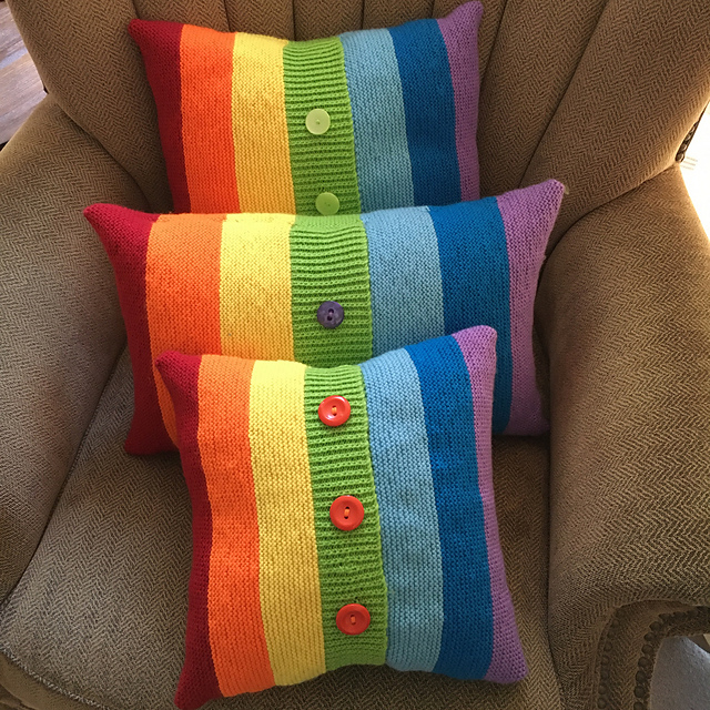 Ravelry Rainbow pillow cover pattern by LadyshipDesigns