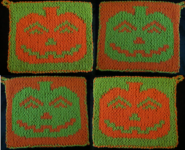 Ravelry Double Knit Pumpkin Hot Pad pattern by Lauras Knits