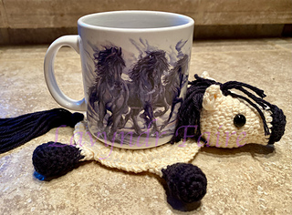 Looks great with horse cups! (coaster from an older version of pattern)