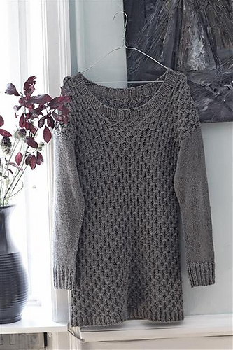 1412-07 Genser med vaffelmønster - Sandnes Garn