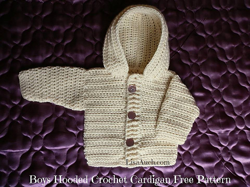 Boys Hooded Button Front Chunky Crochet Cardigan photo 11