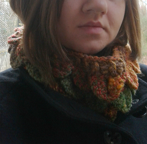 Autumn Leaves Crocodile Stitch Cowl & Ear Warmer photo 1