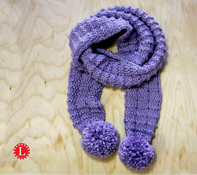 Ravelry: Loom Knit Pom Pom Scarf pattern by Denise Canela