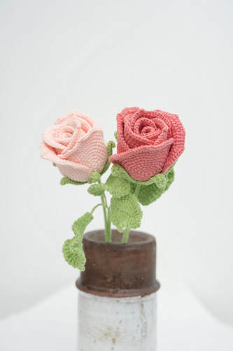 Crochet Wineglass Rose Flower - Loopara Crochet