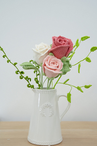 Crochet Wineglass Rose Flower - Loopara Crochet