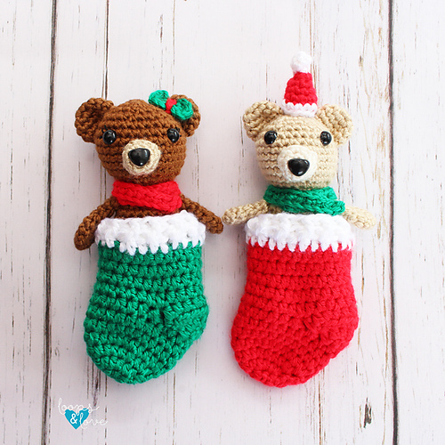 Mini Bear in Stocking - Loops and Love Crochet