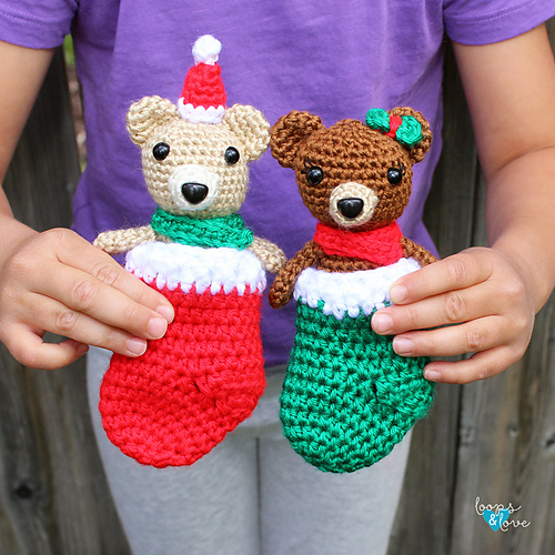 Mini Bear in Stocking - Loops and Love Crochet