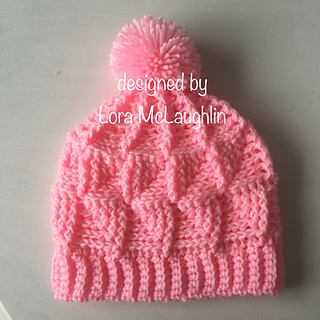 3D Geometric Beanie (pink with Pom)