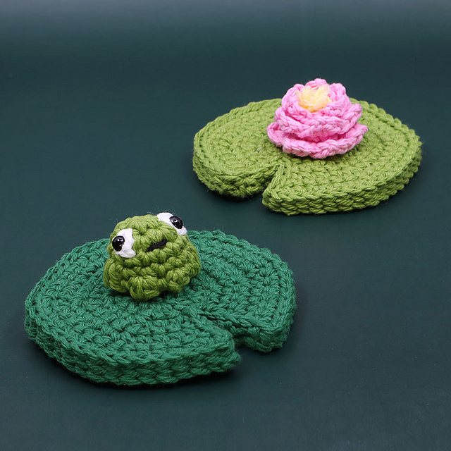 Ravelry: Lily Pad and Frog Coaster pattern by LouiesLoops