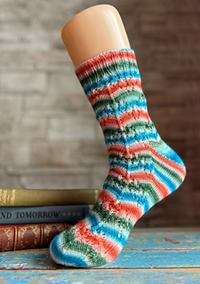 Featured with the exclusive self-striping colour dyed for the Mystery Sock Club Members, March 2025