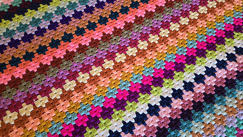 Diamond Stripe Granny Blanket