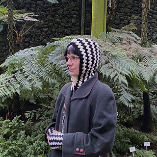 striped balaclava with matching handwarmer