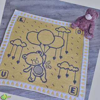 Mosaic Teddy Afloat Crib Blanket