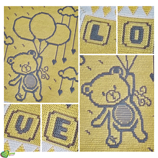 Mosaic Teddy Afloat Crib Blanket