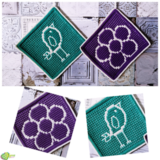 Mosaic Tweety Bird & Blossom Potholders