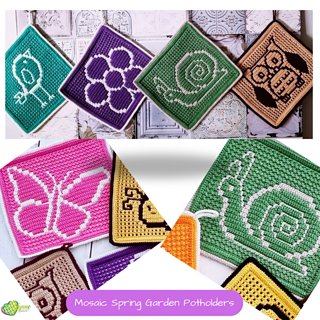 Mosaic Spring Garden Potholders