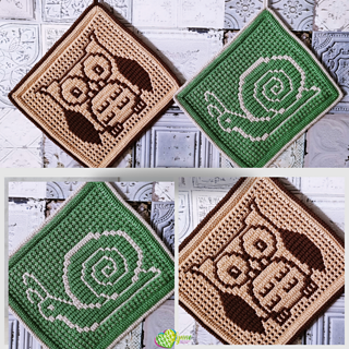 Mosaic Owl & Snail Potholders