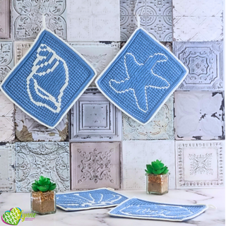 Mosaic Conch & Sassy Starfish Potholders
