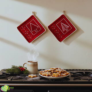 Mosaic Yuletide Trees Potholders