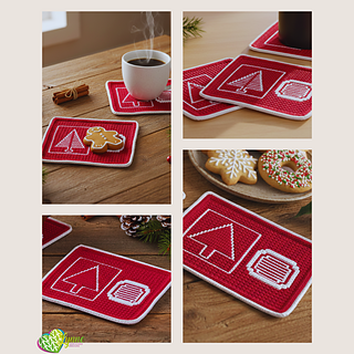 Mosaic Yuletide Trees Mug Rugs