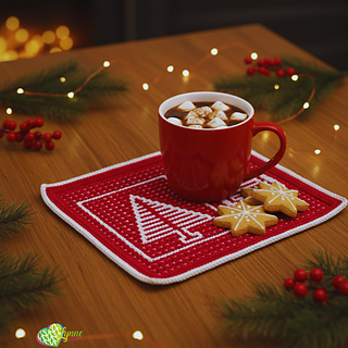 Mosaic Yuletide Trees Mug Rugs