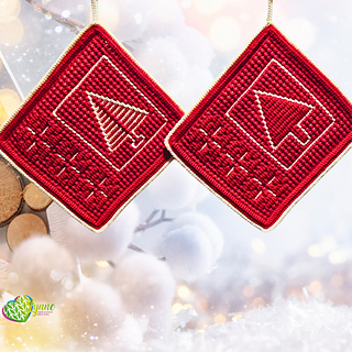 Mosaic Yuletide Trees Potholders