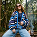 Chunky Bomber Cardigan Blue pattern