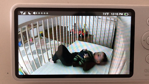 Eva playing with monster instead of napping!