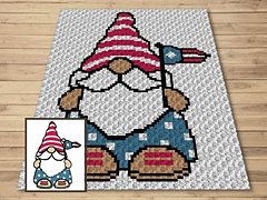 Patriotic Gnome 4th of July C2C Blanket Crochet Pattern by Magic Yarn Pixels