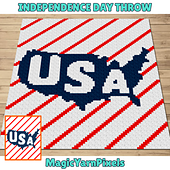 Independence Day Throw C2C Crochet Pattern by Magic Yarn Pixels