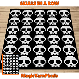 C2C Skulls In A row Crochet Pattern by Magic Yarn Pixels