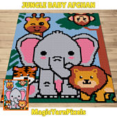 Jungle Baby Afghan C2C Crochet Pattern by Magic Yarn Pixels