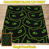 Halloween Black Cat Print C2C Crochet Pattern by Magic Yarn Pixels