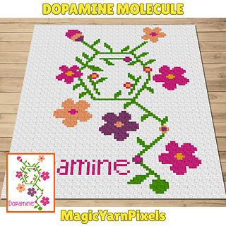 Dopamine Molecule C2C Crochet Pattern by Magic Yarn Pixels