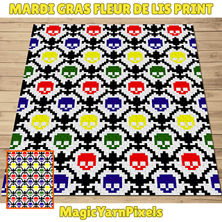 Mardi Gras Fleur De Lis Print C2C Crochet Pattern by Magic Yarn Pixels
