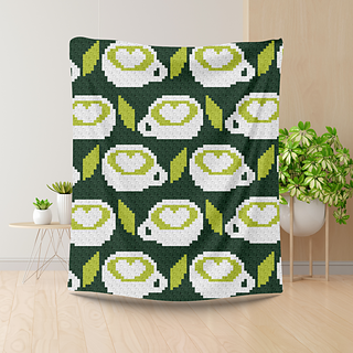 Matcha Tea Print C2C Crochet Blanket Pattern