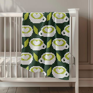 Matcha Tea Print C2C Crochet Blanket Pattern