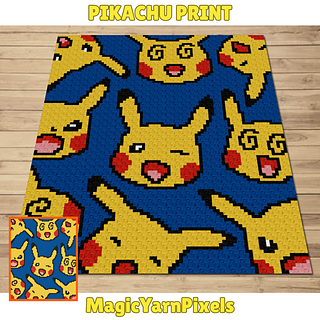 Pikachu Print C2C Crochet Pokemon Blanket Pattern