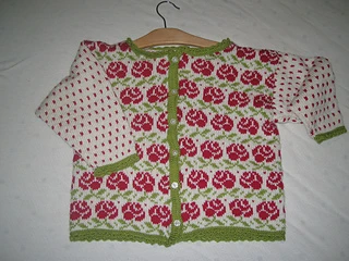 Baby Rose Cardigan with crocheted edgings