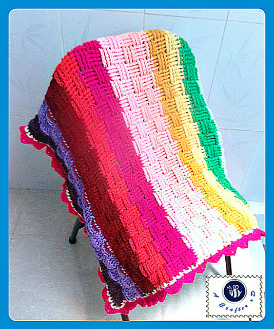 Ravelry Woven rainbow baby blanket pattern by Maz Kwok