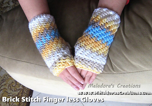 Brick Stitch Fingerless Gloves photo 1
