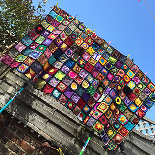 Six panels - 180 granny squares joined. Half way through the year.