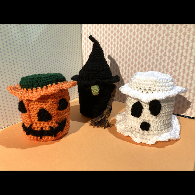 Hallowe'en Jam Jar Covers