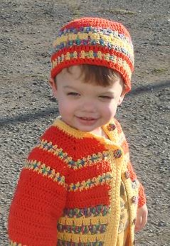 Striped Crochet Cardigan and Hat photo 1