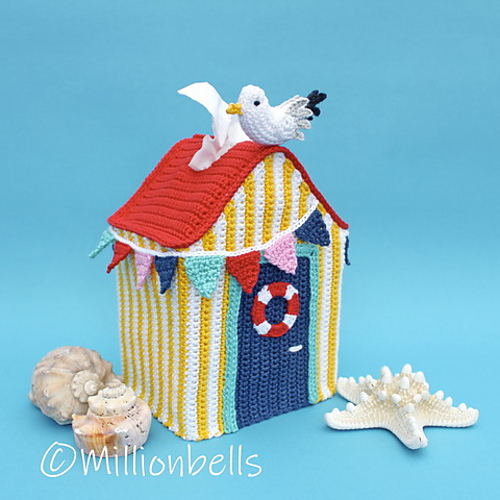 Beach Hut Tissue Box Cover