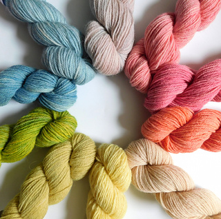 Folkestone Harbour Yarn Naturally Dyed Kent Romney DK. 50g.
Colourways: Multi.